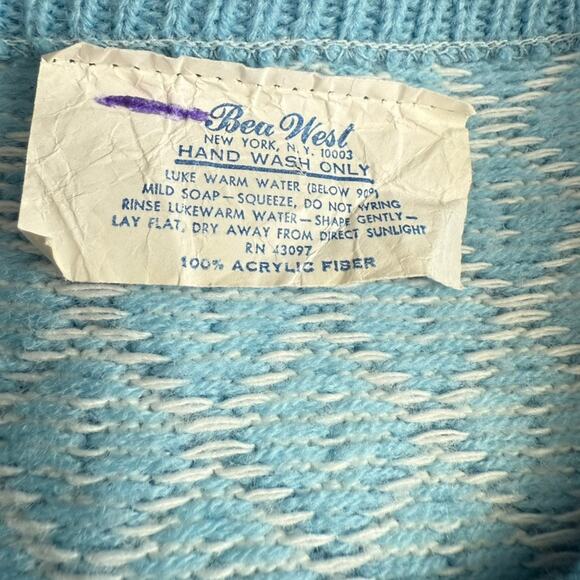 Vintage Bea‎ West Knit Sweater Vest 60's Lightweight Scoopneck Preppy Blue Small - Picture 3 of 4